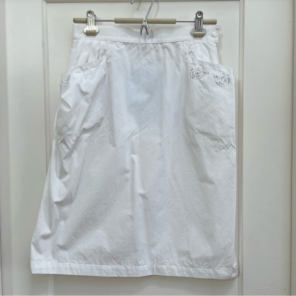 French vintage white cotton skirt with pockets - Picture 1 of 15